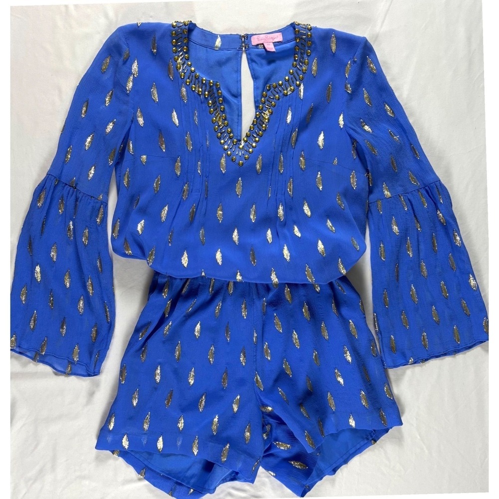 Lilly Pulitzer Ariele Silk Romper XS Resort Lightweight Whimsy Ethereal Party - Picture 7 of 10